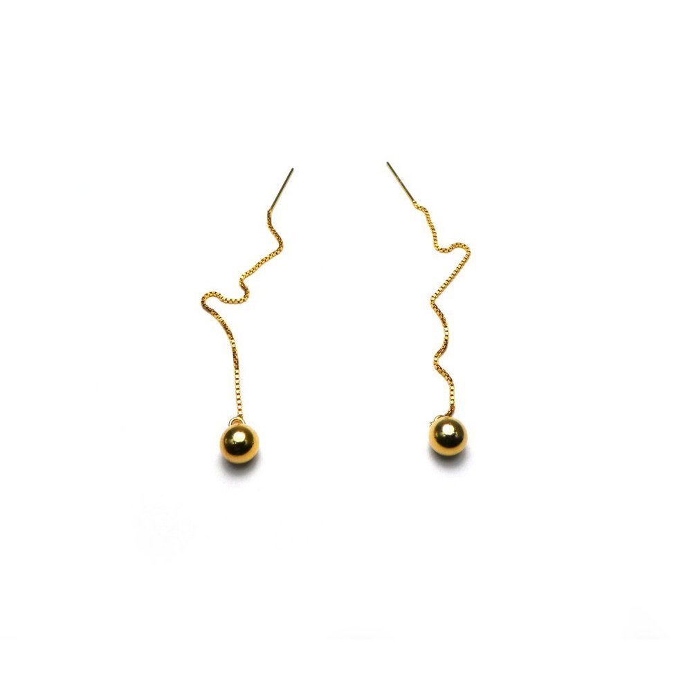 Gold Ball Threader Earrings (Made in Boston)